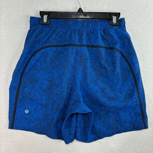 Lululemon Pace Breaker Shorts Men M Blue Marble Linerless Run Training LM7AGXS - Picture 1 of 8